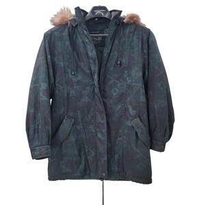 Forecaster Boston Small Vintage Hooded Coat Jacket Winter Blue Quilted